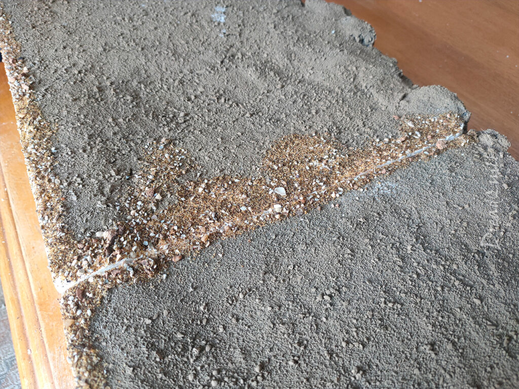 Ash waste modular hill showing the extra work done to fill the gap between the two pieces